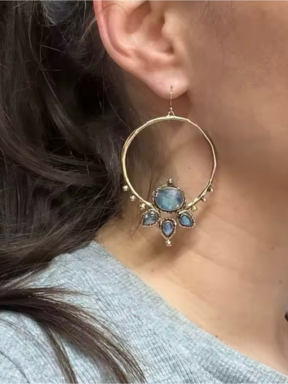 New Oversized Gold Dangle Earrings